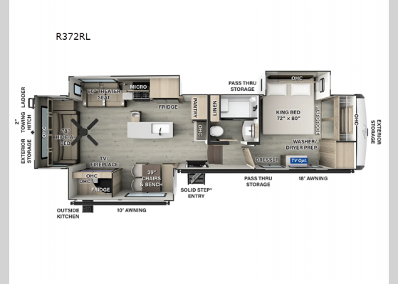 Floorplan - 2025 Rockwood Signature R372RL Fifth Wheel