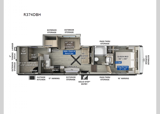 Floorplan - 2025 Rockwood Signature R374DBH Fifth Wheel