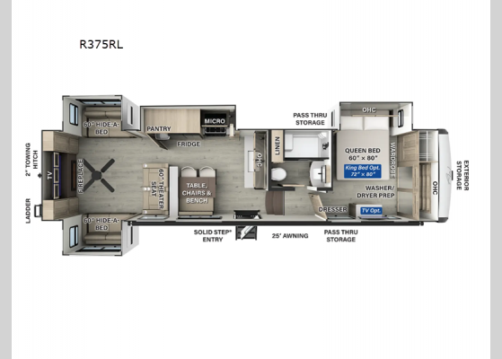 Floorplan - 2025 Rockwood Signature R375RL Fifth Wheel