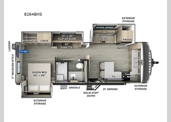 Floorplan - 2025 Rockwood Signature 8264BHS Travel Trailer