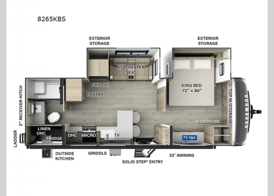 Floorplan - 2025 Rockwood Signature 8265KBS Travel Trailer