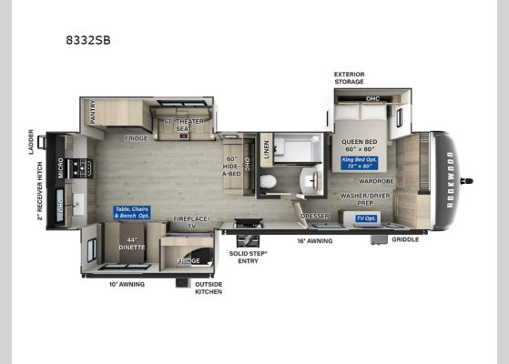 Floorplan - 2025 Rockwood Signature 8332SB Travel Trailer