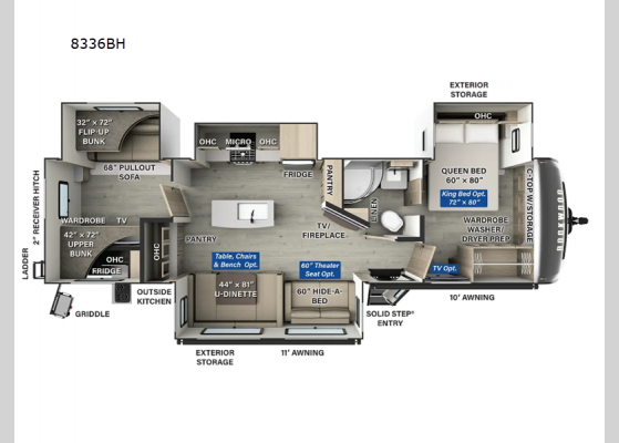 Floorplan - 2025 Rockwood Signature 8336BH Travel Trailer