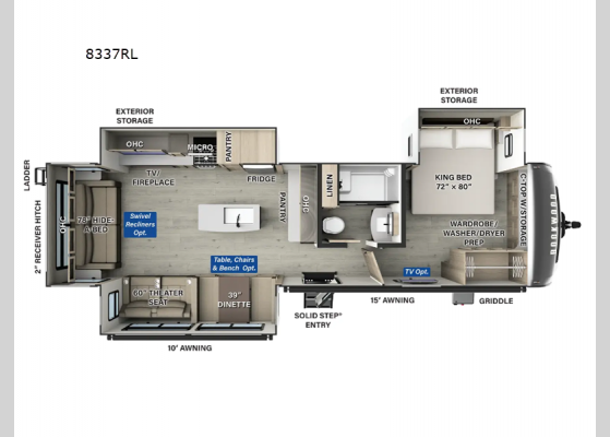 Floorplan - 2025 Rockwood Signature 8337RL Travel Trailer