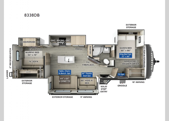 Floorplan - 2025 Rockwood Signature 8338DB Travel Trailer