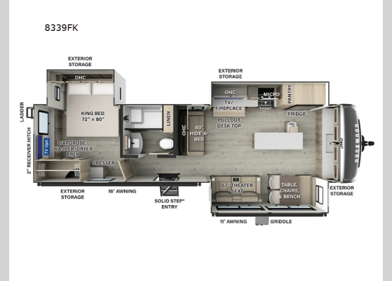 Floorplan - 2025 Rockwood Signature 8339FK Travel Trailer