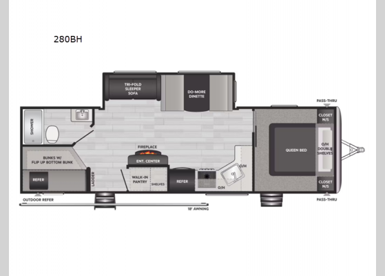 Floorplan - 2024 Springdale 280BH Travel Trailer