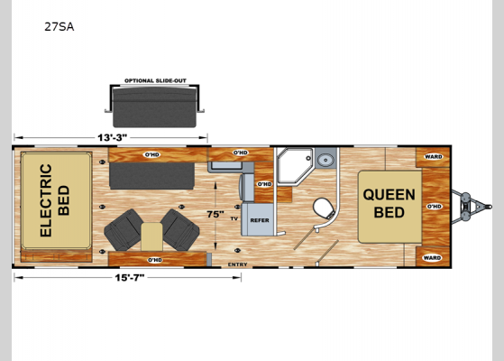 Floorplan - 2024 Attitude Pro-Lite 27SA Toy Hauler Travel Trailer