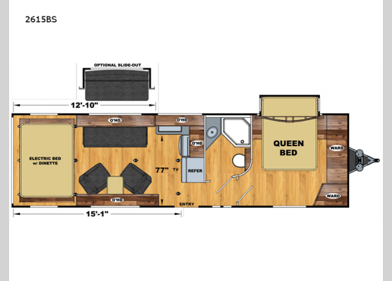 Floorplan - 2024 Attitude Pro-Lite 2615BS Toy Hauler Travel Trailer