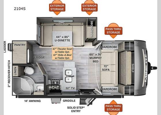 Floorplan - 2024 Rockwood Mini Lite 2104S Travel Trailer