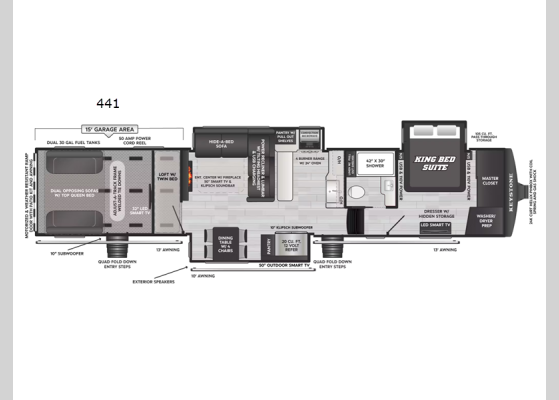 Floorplan - 2026 Raptor 441 Toy Hauler Fifth Wheel