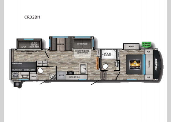 Floorplan - 2025 Cruiser Aire CR32BH Fifth Wheel