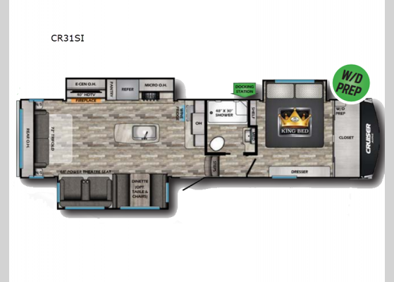 Floorplan - 2025 Cruiser Aire CR31SI Fifth Wheel