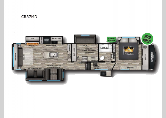 Floorplan - 2025 Cruiser Aire CR37MD Fifth Wheel