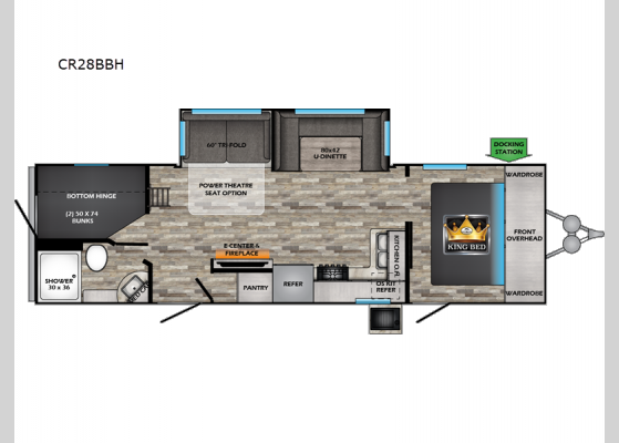 Floorplan - 2025 Cruiser Aire CR28BBH Travel Trailer