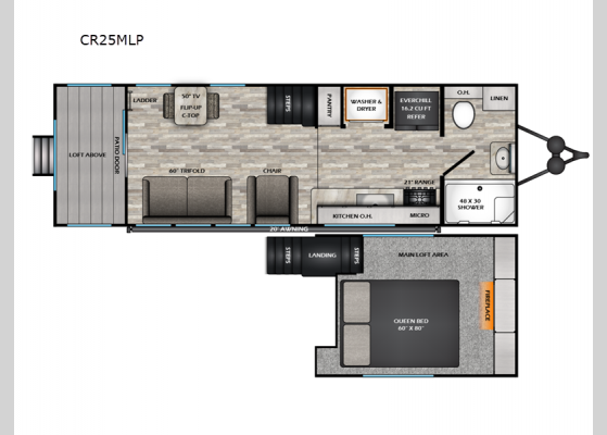 Floorplan - 2025 Cruiser Aire CR25MLP Travel Trailer