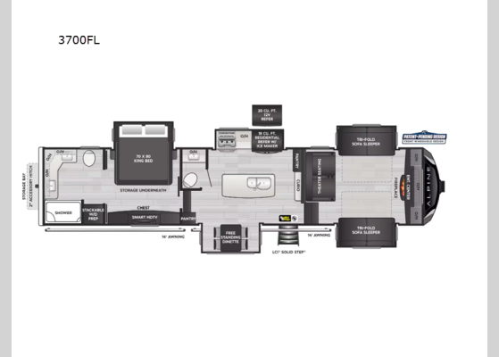 Floorplan - 2025 Alpine 3700FL Fifth Wheel