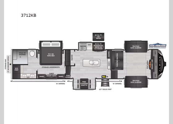 Floorplan - 2025 Alpine 3712KB Fifth Wheel