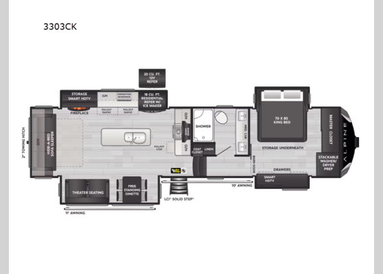 Floorplan - 2025 Alpine 3303CK Fifth Wheel