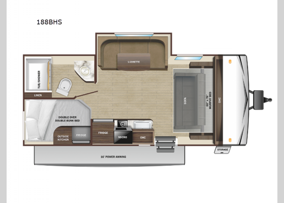 Floorplan - 2025 Autumn Ridge 188BHS Travel Trailer