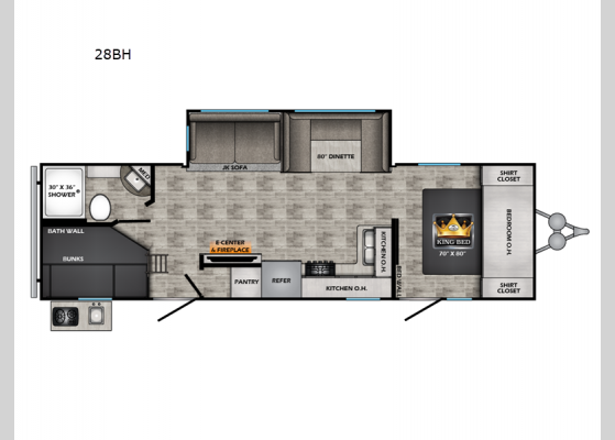 Floorplan - 2024 Volante 28BH Travel Trailer