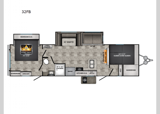 Floorplan - 2024 Volante 32FB Travel Trailer