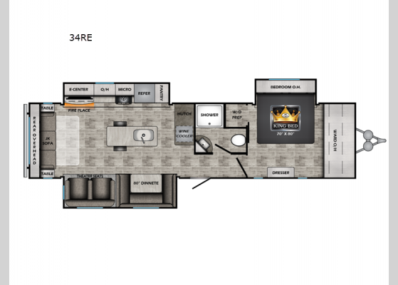 Floorplan - 2024 Volante 34RE Travel Trailer