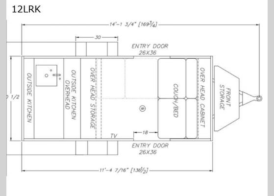 Floorplan - 2025 Little Buggy 12LRK Teardrop Trailer