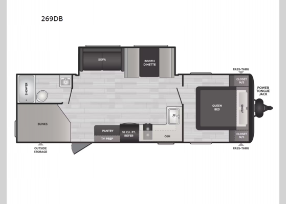 Floorplan - 2025 Hideout Sport Double Axle 269DB Travel Trailer