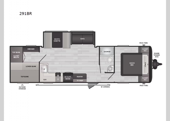 Floorplan - 2025 Hideout Sport Double Axle 291BR Travel Trailer