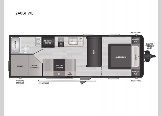 Floorplan - 2025 Hideout Sport Double Axle 240BHWE Travel Trailer