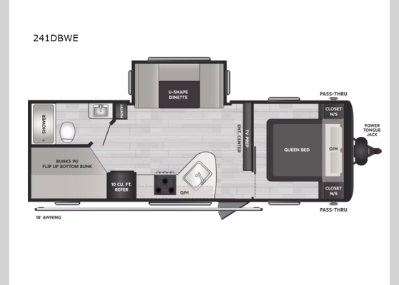 Floorplan - 2025 Hideout Sport Double Axle 241DBWE Travel Trailer