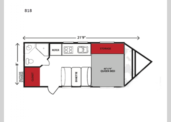 Floorplan - 2024 Old School Trailers 818 Travel Trailer