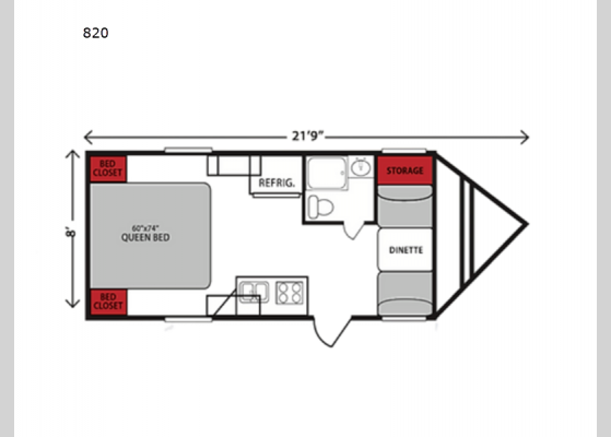 Floorplan - 2024 Old School Trailers 820 Travel Trailer