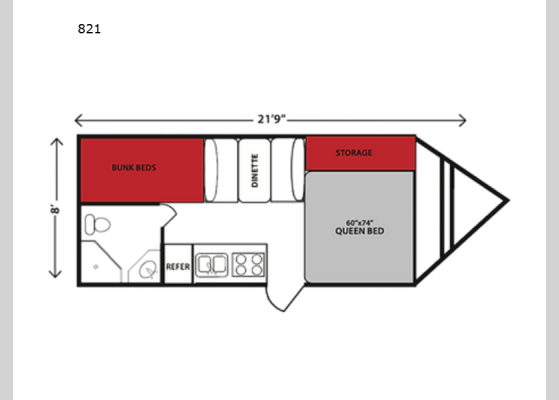 Floorplan - 2024 Old School Trailers 821 Travel Trailer