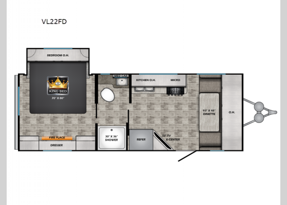 Floorplan - 2025 Volante VL22FD Travel Trailer