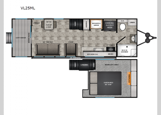 Floorplan - 2025 Volante VL25ML Travel Trailer