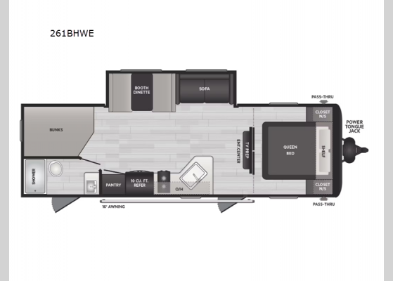 Floorplan - 2025 Hideout Sport Double Axle 261BHWE Travel Trailer