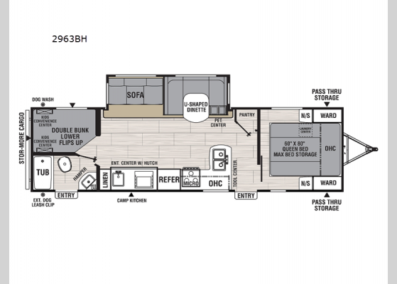 Floorplan - 2025 Northern Spirit Ultra Lite 2963BH Travel Trailer