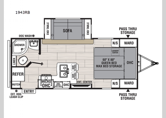 Floorplan - 2025 Northern Spirit Ultra Lite 1943RB Travel Trailer