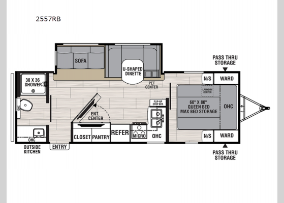 Floorplan - 2025 Northern Spirit Ultra Lite 2557RB Travel Trailer