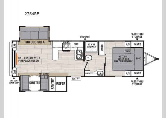 Floorplan - 2025 Northern Spirit Ultra Lite 2764RE Travel Trailer