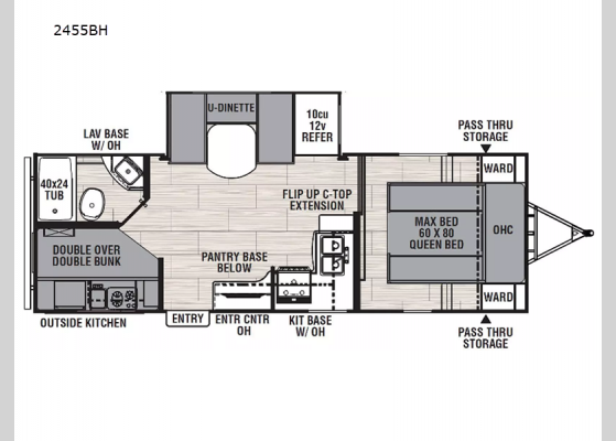 Floorplan - 2025 Northern Spirit Ultra Lite 2455BH Travel Trailer