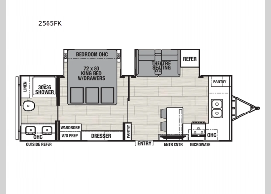 Floorplan - 2025 Northern Spirit Ultra Lite 2565FK Travel Trailer