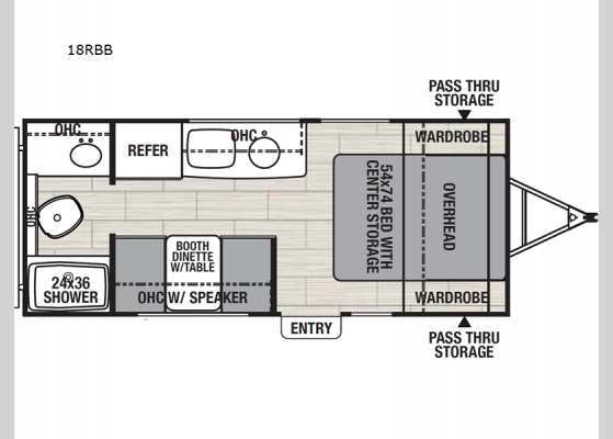 Floorplan - 2025 Northern Spirit Bijou 18RBB Travel Trailer