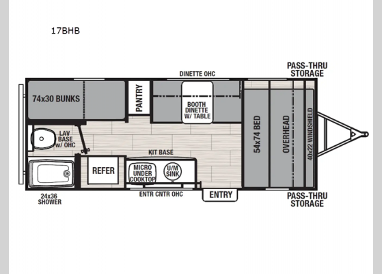 Floorplan - 2025 Northern Spirit Bijou 17BHB Travel Trailer