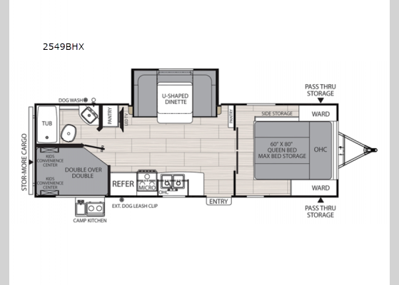 Floorplan - 2025 Northern Spirit XTR 2549BHX Travel Trailer