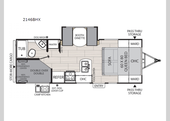 Floorplan - 2025 Northern Spirit XTR 2146BHX Travel Trailer