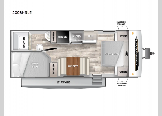 Floorplan - 2025 Tracer 200BHSLE Travel Trailer