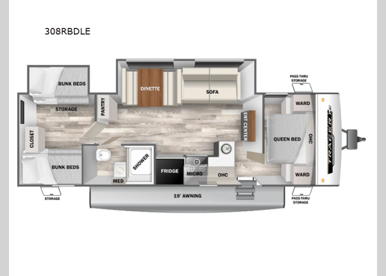 Floorplan - 2025 Tracer 308BRDLE Travel Trailer